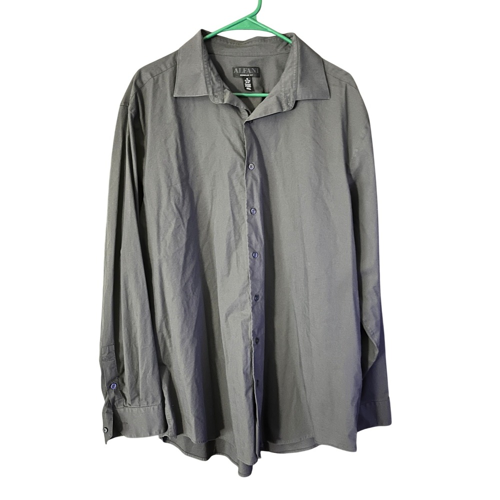 Alfani Men's Gray Regular Fit Dress Shirt XL 17–17½ 36–37